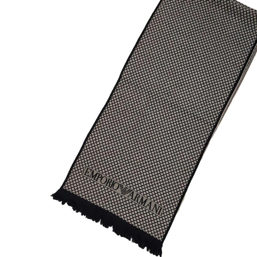 EMPORIO ARMANI Vintage Diamond Check Black & Cream Scarf VWT